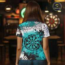 Load image into Gallery viewer, Turquoise Grunge Paint Splash Dart Shirts For Women Custom Darts Jersey Team Polo &amp; Quarter Zip TDM5353