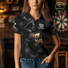 Load image into Gallery viewer, Personalized Skull Smoke Pattern Darts Shirt For Women Custom Darts Jersey Team Polo &amp; 1/4 Zip TDM5355