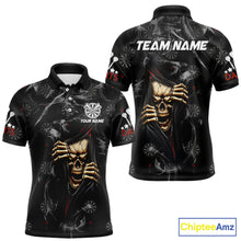 Load image into Gallery viewer, Personalized Skull Smoke Pattern Darts Shirt For Men Custom Darts Jersey Team Polo &amp; 1/4 Zip TDM5355