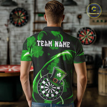 Load image into Gallery viewer, Green Glowing Shamrock Luckiest Darts Shirt For Men Custom St Patrick Day Darts Team Jersey TDM5356