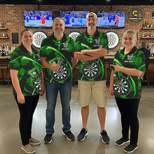 Load image into Gallery viewer, Green Glowing Shamrock Luckiest Darts Shirt For Women Custom St Patrick Day Darts Team Jersey TDM5356