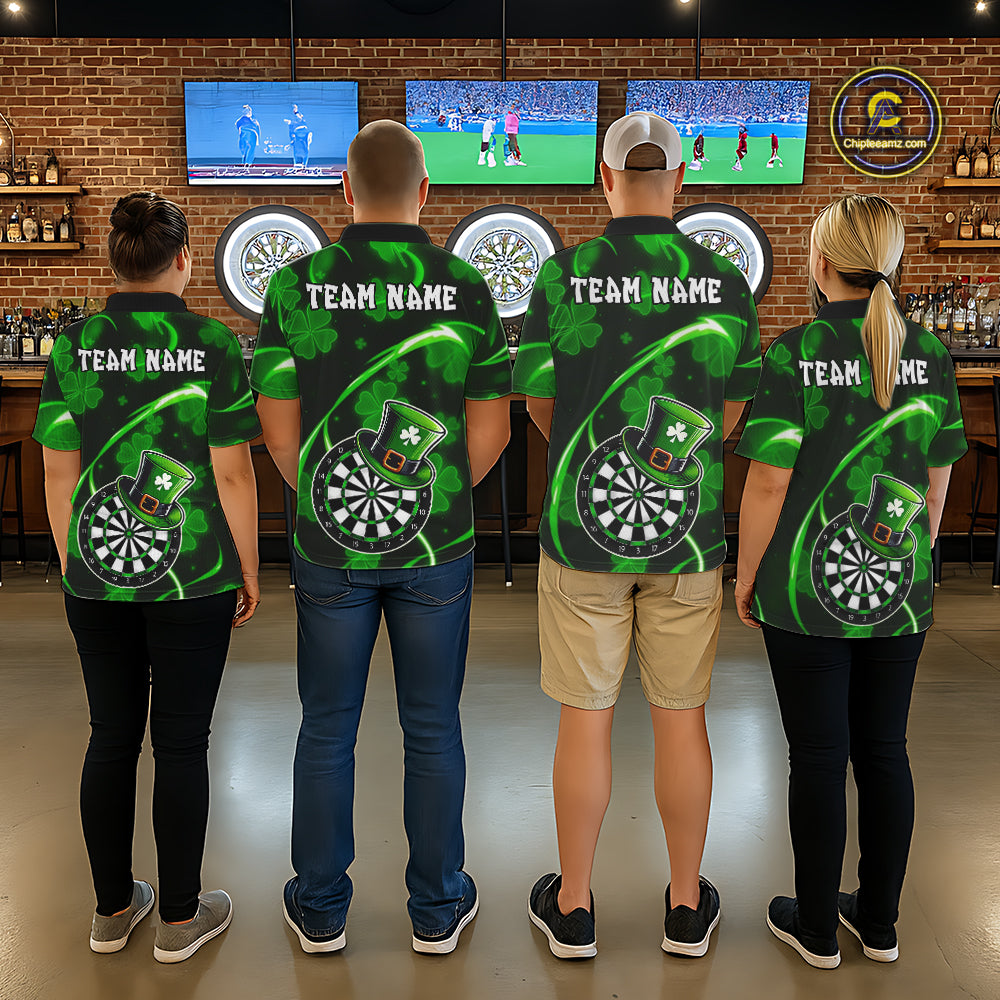 Green Glowing Shamrock Luckiest Darts Shirt For Men Custom St Patrick Day Darts Team Jersey TDM5356