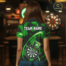 Load image into Gallery viewer, Green Glowing Shamrock Luckiest Darts Shirt For Women Custom St Patrick Day Darts Team Jersey TDM5356
