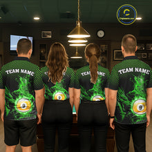 Load image into Gallery viewer, Green 8 Ball &amp; 9 Ball Flame Smoke Custom Dragon Billiard Shirts For Men, Billiard Team Jersey TDM5631