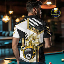 Load image into Gallery viewer, Gold 8 Ball Pool Fire Flame Smoke Custom Billiard Shirts For Men, Billiard Jerseys Team Uniform TDM5848