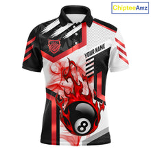 Load image into Gallery viewer, Red 8 Ball Pool Fire Flame Smoke Custom Billiard Shirts For Men, Billiard Jerseys Team Uniform TDM5849