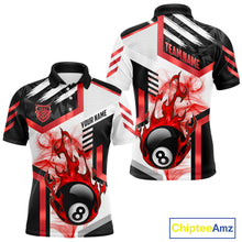Load image into Gallery viewer, Red 8 Ball Pool Fire Flame Smoke Custom Billiard Shirts For Men, Billiard Jerseys Team Uniform TDM5849
