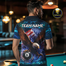 Load image into Gallery viewer, Personalized 8 Ball US Flag Eagle Lightning Billiard Shirt For Men, Patriotic Billiard Team Jersey TDM5850