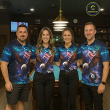 Load image into Gallery viewer, Personalized 8 Ball US Flag Eagle Lightning Billiard Shirt For Men, Patriotic Billiard Team Jersey TDM5850