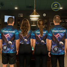 Load image into Gallery viewer, Personalized 8 Ball US Flag Eagle Lightning Billiard Shirt For Men, Patriotic Billiard Team Jersey TDM5850