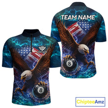 Load image into Gallery viewer, Personalized 8 Ball US Flag Eagle Lightning Billiard Shirt For Men, Patriotic Billiard Team Jersey TDM5850
