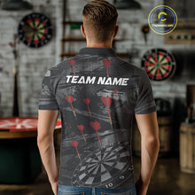 Load image into Gallery viewer, Black And Grey Grunge Dart Arrow Dart Shirts For Men Custom Dart Jerseys, Darts Team Shirts TDM3822