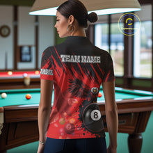 Load image into Gallery viewer, Personalized Eagle 8 Ball Pool Billiard Shirt For Women, Billiard Jerseys Team Polo &amp; 1/4 Zip|Red TDM3826
