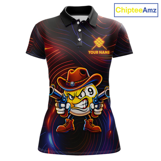 Funny Neon 9 Ball Billiard Shirt For Women Custom Pool Team Shirt, Billiard Jersey Polo & 1/4 Zip TDM6248
