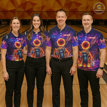 Load image into Gallery viewer, Custom Funny Cat Flame Bowling Shirt For Women, Personalized Tropical Bowling Jersey Polo &amp; 1/4 Zip TDM6454