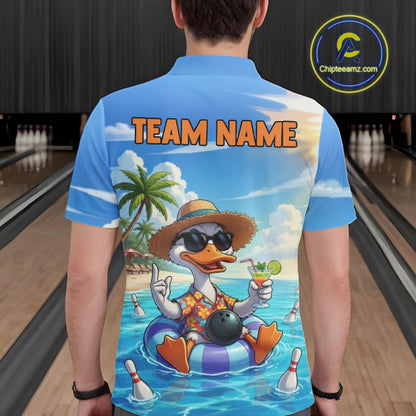 Funny Duck Bowling Jersey For Men Custom Tropical Beach Bowling Shirt Team Polo & Quarter Zip TDM6459