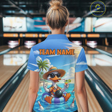 Load image into Gallery viewer, Funny Duck Bowling Jersey For Women Custom Tropical Beach Bowling Shirt Team Polo &amp; Quarter Zip TDM6459