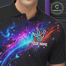 Load image into Gallery viewer, Personalized Galaxy Butterfly Bowling Shirt For Men Custom Bowling Jersey Team Polo &amp; 1/4 Zip TDM6463