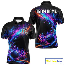 Load image into Gallery viewer, Personalized Galaxy Butterfly Bowling Shirt For Men Custom Bowling Jersey Team Polo &amp; 1/4 Zip TDM6463