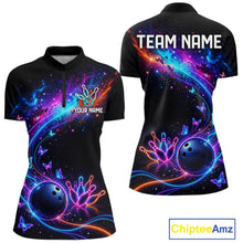 Load image into Gallery viewer, Personalized Galaxy Butterfly Bowling Shirt For Women Custom Bowling Jersey Team Polo &amp; 1/4 Zip TDM6463
