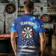 Load image into Gallery viewer, Blue Lightning US Flag Dart Shirt For Men Custom Dart Jersey Pocket Option TDM4114