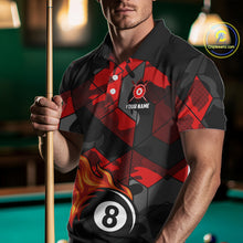 Load image into Gallery viewer, Red And Black Camo Billiard Shirt For Men Custom Flaming 8 Ball Pool Team Shirt, Billiard Jerseys TDM4119
