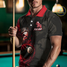 Load image into Gallery viewer, Grim Reaper Custom Flame 8 Ball Pool Billiard Shirt For Men, Black And Red Billiard Team Jerseys TDM4120