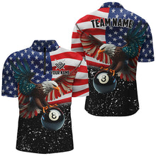 Load image into Gallery viewer, 8 Ball Eagle American Flag Custom Billiard Shirts For Men, Patriotic 3D Eagle Black Billiard Jersey TDM2412
