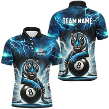 Load image into Gallery viewer, Lightning Thunder Tiger Custom Blue 8 Ball Pool Shirts For Men, Billiard Team League Jerseys TDM2419