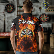 Load image into Gallery viewer, Personalized Orange Flaming Bear Darts Shirt For Men Custom Fire Darts Jersey Team Polo &amp; 1/4 Zip TDM4730