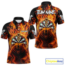 Load image into Gallery viewer, Personalized Orange Flaming Bear Darts Shirt For Men Custom Fire Darts Jersey Team Polo &amp; 1/4 Zip TDM4730