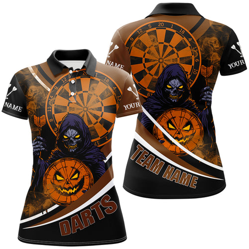 Death Skeleton Funny Dartboard Face Custom Halloween Orange Dart Shirts, Scary Halloween Dart Jersey TDM2664