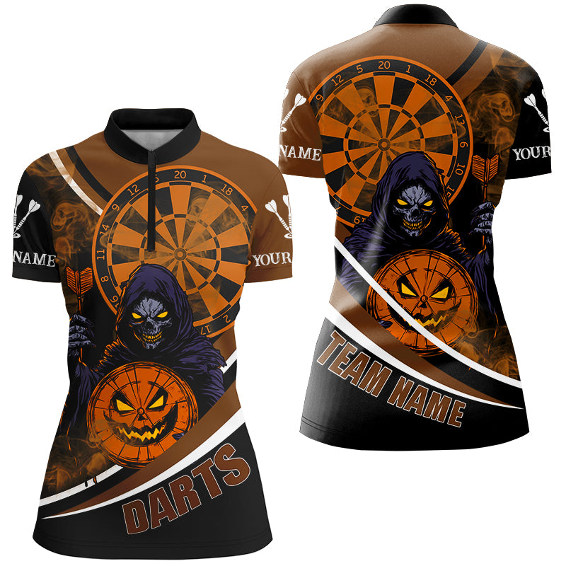 Grim Reaper Funny Dartboard Face Custom Halloween Orange Dart Shirts,  Halloween Dart Jersey TDM2664
