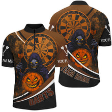 Load image into Gallery viewer, Death Skeleton Funny Dartboard Face Custom Halloween Orange Dart Shirts, Scary Halloween Dart Jersey TDM2664