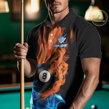 Load image into Gallery viewer, Blue And Orange Flaming Smoke 8 Ball Men&#39;s Billiard Shirt, Pool Team Shirts Custom Billiard Jersey TDM5142