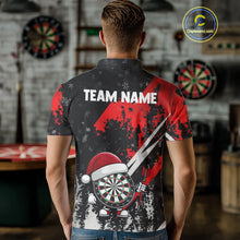 Load image into Gallery viewer, Grunge Black And Red Funny Santa Dartboard Custom Christmas Darts Shirt For Men, Darts Gifts TDM5147