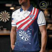 Load image into Gallery viewer, Personalized American Flag Mens Dart Shirts Custom Patriotic Red, White And Blue Darts Team Jersey TDM5150