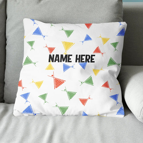 Funny Colorful Billiards Cue And Balls Pattern Custom Name White Pillow TDM0863