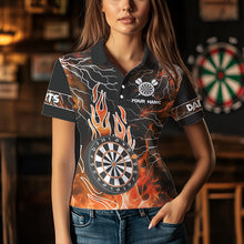 Load image into Gallery viewer, Orange Dart Board Fire Flame Custom Eagle Dart Shirts For Women, Thunder Lightning Dart Team Jerseys TDM3373