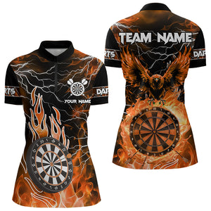 Orange Dart Board Fire Flame Custom Eagle Dart Shirts For Women, Thunder Lightning Dart Team Jerseys TDM3373