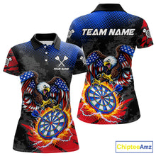 Load image into Gallery viewer, Patriotic American Flag Eagle Flame Darts Shirt For Women Custom Darts Jersey Team Polo &amp; 1/4 Zip TDM6012