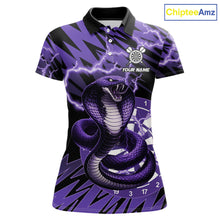 Load image into Gallery viewer, Custom Purple Dartboard Cobra Snake Lightning Darts Shirt For Women, Dart Team Jersey Polo &amp; 1/4 Zip TDM6016