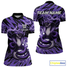 Load image into Gallery viewer, Custom Purple Dartboard Cobra Snake Lightning Darts Shirt For Women, Dart Team Jersey Polo &amp; 1/4 Zip TDM6016
