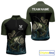 Load image into Gallery viewer, Funny Skeleton Fishing Darts Shirt For Men, Darts Jersey With Pocket Option TDM3953
