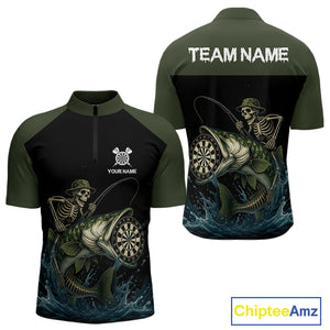 Funny Skeleton Fishing Darts Shirt For Men, Darts Jersey With Pocket Option TDM3953