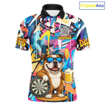 Load image into Gallery viewer, Funny Bulldog Colorful Graffiti Darts Shirt For Men Custom Darts Team Jersey Polo &amp; 1/4 Zip TDM6464