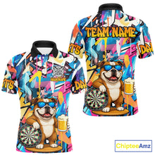 Load image into Gallery viewer, Funny Bulldog Colorful Graffiti Darts Shirt For Men Custom Darts Team Jersey Polo &amp; 1/4 Zip TDM6464