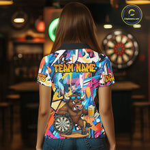 Load image into Gallery viewer, Funny Bull Colorful Graffiti Darts Shirt For Women Custom Darts Team Jersey Polo &amp; 1/4 Zip TDM6465