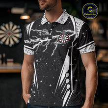 Load image into Gallery viewer, Personalized Thunder Lightning Dart Jersey For Men, Black White Darts Team Shirt Polo &amp; 1/4 Zip TDM4123