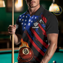Load image into Gallery viewer, Funny Flame 8 Ball Billiard Shirts For Men Custom Patriotic American Flag Pool Team Jerseys TDM4131